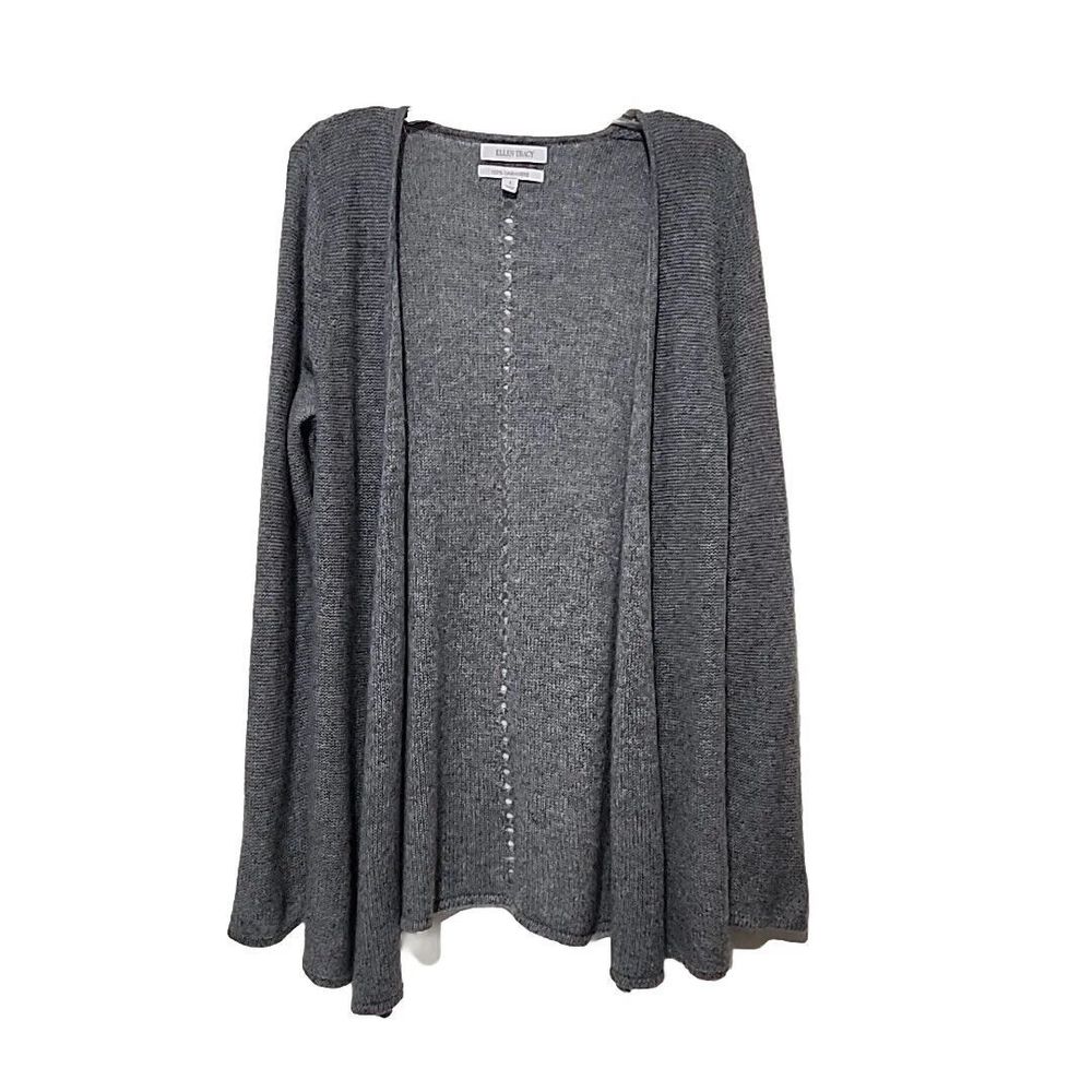 Ellen Tracy Cardigan Cashmere Sweater Cozycore Snug Vibe Chilled Essential Clean